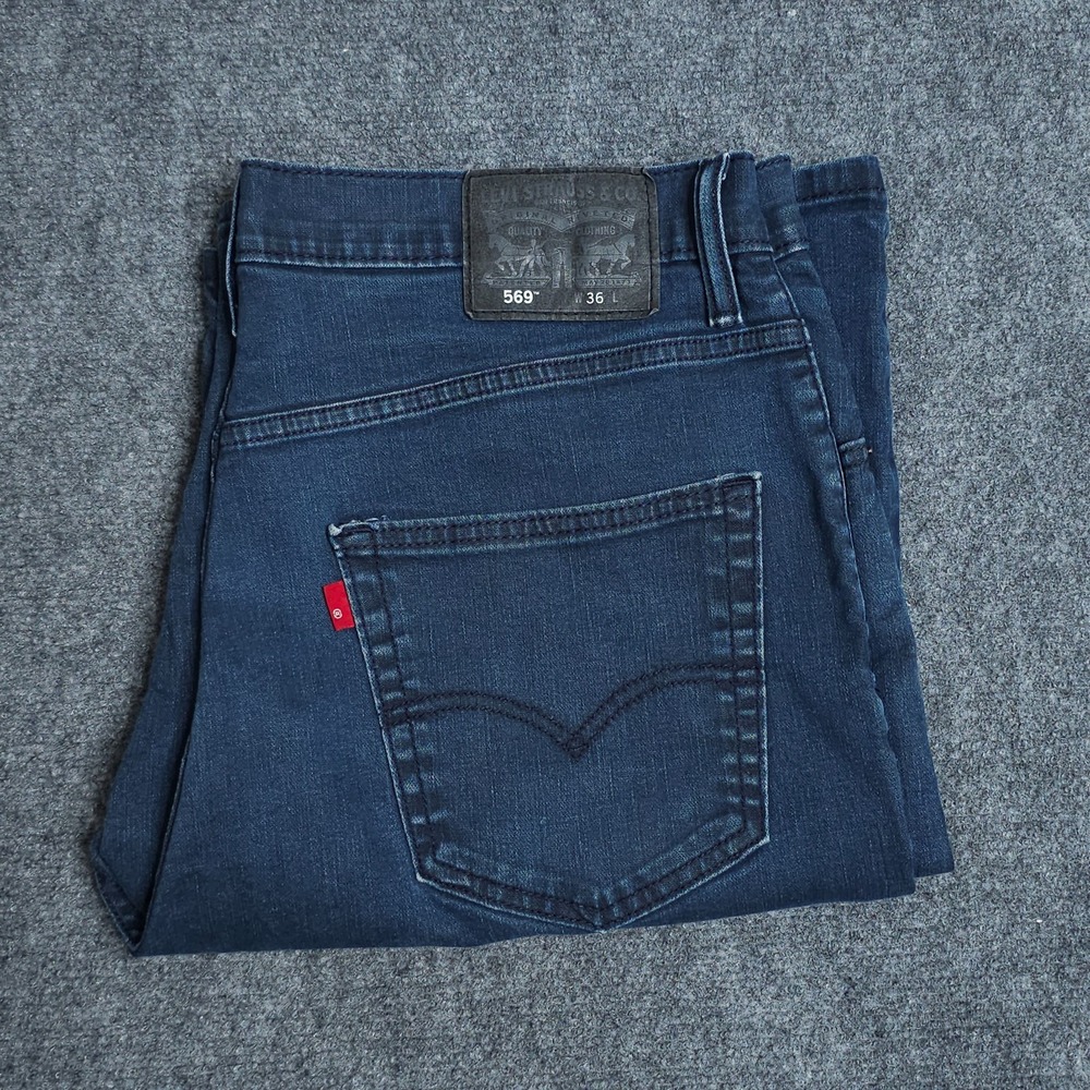 Levis 569 Shorts Mens 36 Blue Denim Loose Straight Jorts Baggy Skater‎ Faded